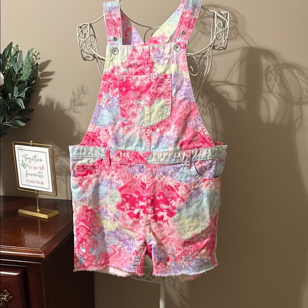 Children’s Place Pink and Yellow Tie-Dye Overalls